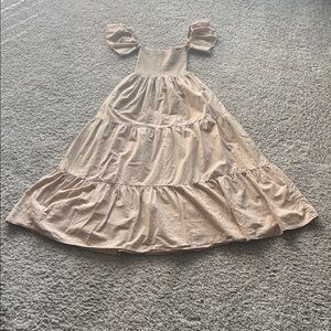 Petal & Pup Beige Tiered Casual Dress